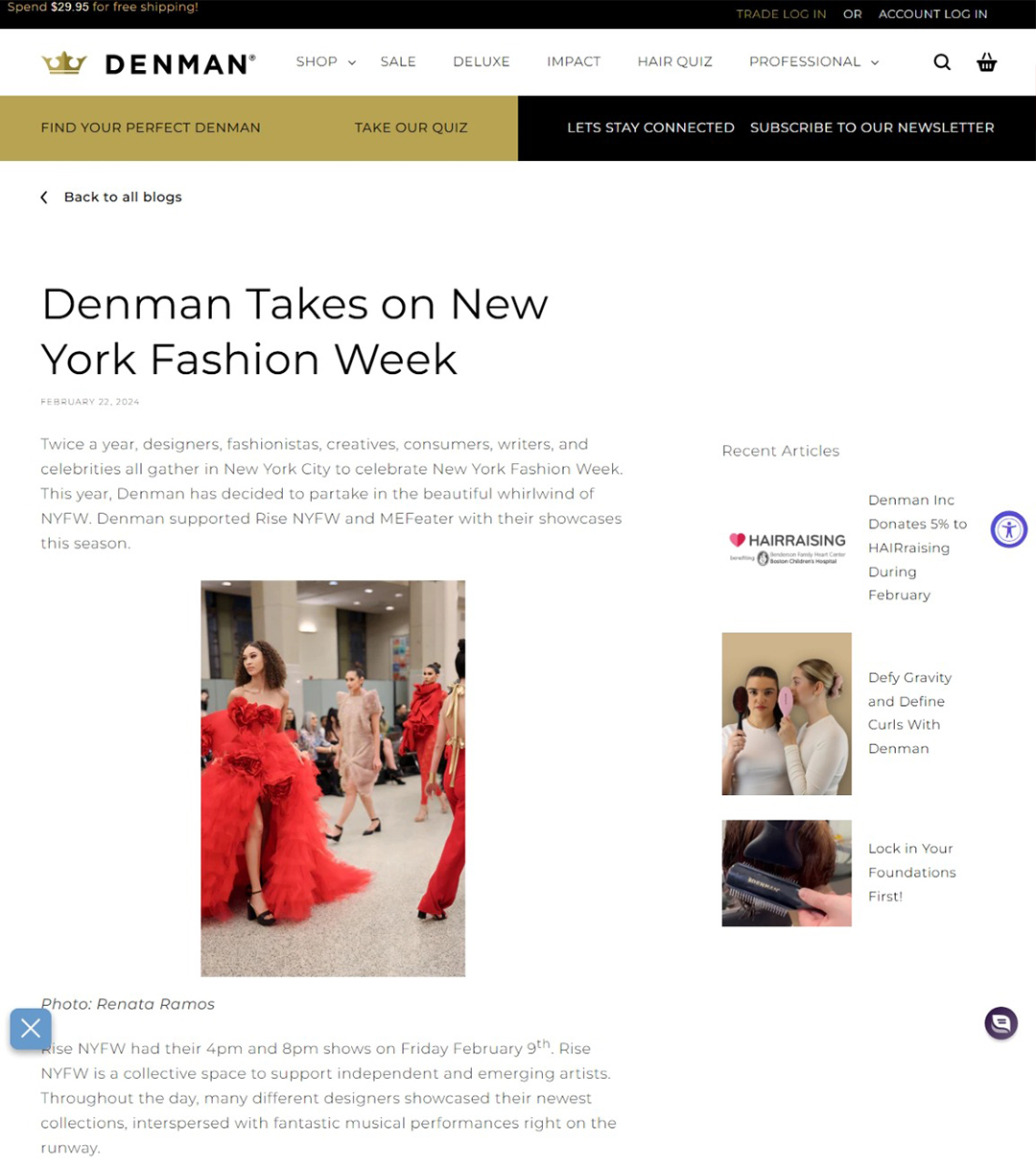 Denman Brush feature New York Fashion Week Rise Fashion Group collaboration
